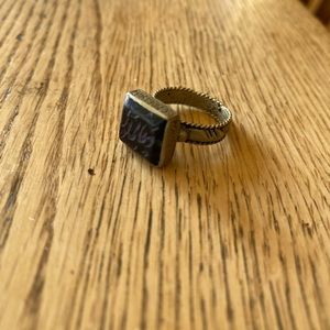 Boho brass and black ring